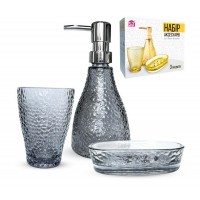 Набір аксесуарів для ванної кімнати Ф'южин (3 предм.) Графіт,скло